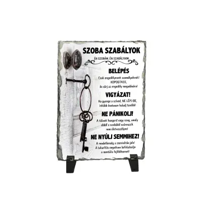 Szoba szabÁlyok, piatra ardezie personalizata, cu mesaj model, pa136